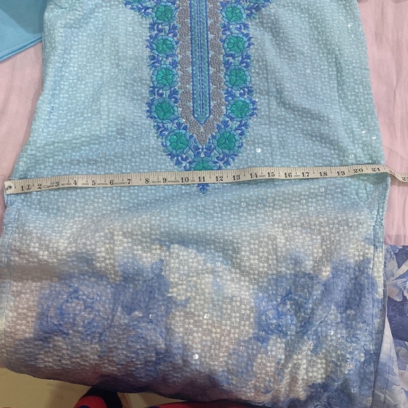 Fully sequins embroidered 3 piece stitched salwar kurta dupatta set - Picture 13 of 13